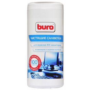 Салфетки Buro BU-Ascreen для экранов мониторов / плазменных / ЖК телевизоров / ноутбуков туба 100шт влажных
