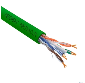 Кабель NEOMAX [NM716021] U / UTP cat.6 4x2x0.57,  23 AWG,  Медь,  внутренний,  PVCLS нг (А)-LSLTx,  305м,  зеленый;  Fluke Tested