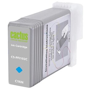 Картридж струйный Cactus CS-PFI102C синий  (130мл) для Canon IP iPF500 / iPF600 / iPF700 /  MFP M40 / iPF765 / LP17 / LP24