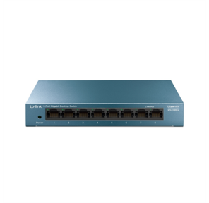 TP-Link LS108G,  8 портов RJ45 10 / 100 / 1000 Мбит / с,  металлический корпус,  настольный / монтируемый на стену,  plug and play,  поддержка 802.1p QoS