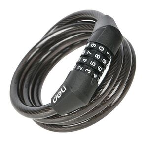 Замок Deli Замок тросовый велосипедный кодовый Deli DL508051 10*1200 мм,  10000 комбинаций,  держатель на раму