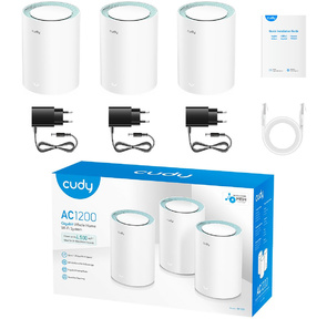 Бесшовный Mesh роутер Cudy M1300  (M1300 3-PACK) AC1200 10 / 100 / 1000BASE-TX / Wi-Fi белый  (упак.:3шт)