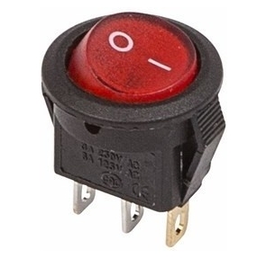 Rexant 36-2530 Выключатель клавишный круглый 250V 3А  (3с) ON-OFF красный  с подсветкой  Micro
