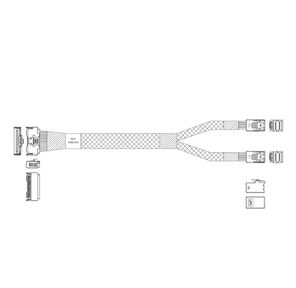 Кабель JPC P7356DN10800-1    Cable MCIO x8 74P  (прямой Straight Type)  -TO-  2x HD MiniSAS 4i 36P  (SFF8643,  прямой Straight Type) ,  85 Ohm,  L:80cm