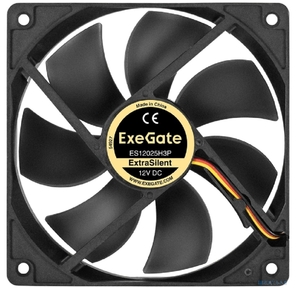Вентилятор 12В DC ExeGate ExtraSilent ES12025H3P  (120x120x25 мм,  Hydraulic bearing  (гидродинамический),  3pin,  1450RPM,  24dBA)