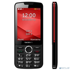 TEXET TM-308 мобильный телефон цвет черный-красный