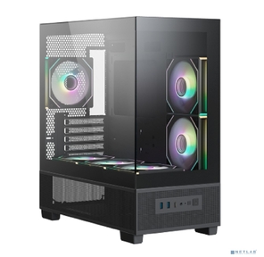 XASTRA Корпус Q500M 6ARGB-C10-UC Black mATX / Aquarium / Screewless /  6x120mm ARGB PWM FM fans / Argb+PWM HUB 10port /  Type-C /  Q500M-6FM12A-C10-UC