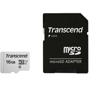 Флеш карта microSDHC 16Gb Class10 Transcend TS16GUSD300S-A + adapter