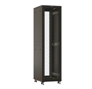Шкаф Hyperline TTBR-4762-DD-RAL9004 Шкаф напольный 19-дюймовый,  47U,  2277x600х1200 мм  (ВхШхГ),  передняя и задняя распашные перфорированные двери  (75%),  ручка с замком,  цвет черный  (RAL 9004) (разобранный)