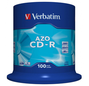 Диск CD-R 700МБ 52x Verbatim 43430 "DataLifePlus" 80min Crystal SuperAzo пласт.коробка,  на шпинделе  (100шт. / уп.)