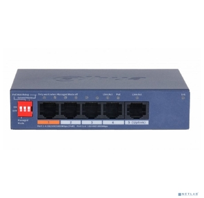 DAHUA DH-CS4005-4GT-60 4-портовый гигабитный PoE коммутатор с функцией облачного управления,  4 RJ45 10 / 100 / 1000Мбит / с  (PoE / PoE+ / Hi-PoE),  1 RJ45 10 / 100 / 1000Мбит / с  (uplink),  суммарно 60Вт