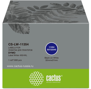Этикетки Cactus CS-LW-11354 сег.:57x32мм черный белый 1000шт / рул Dymo Label Writer 450 / 4XL