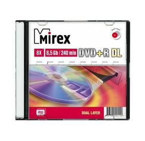 Диск DVD+R Mirex 8.5 Gb,  8x,  Slim Case  (1),  Dual Layer  (1 / 50)