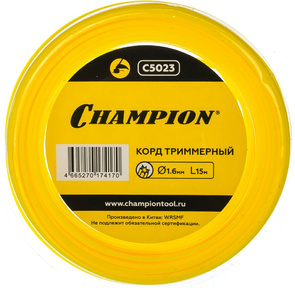 Леска для садовых триммеров Champion C5023 d=1.6мм L=15м