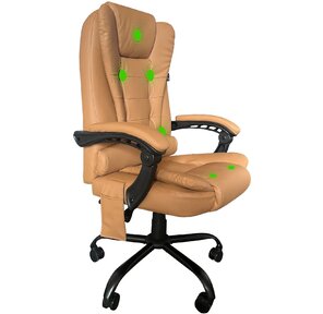 Кресло Cactus с вибромассажем CS-CHR-OC05M-BR бежевый эко.кожа с подголов. крестов.