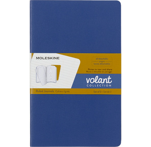 Блокнот Moleskine VOLANT QP721B41M17 Large 130х210мм 96стр. линейка мягкая обложка синий / желтый янтарный  (2шт)