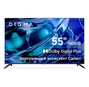 Телевизор LED Digma 55" DM-LED55UBB40 Салют ТВ Frameless Metal черный 4K Ultra HD 60Hz DVB-T DVB-T2 DVB-C DVB-S DVB-S2 USB WiFi Smart TV