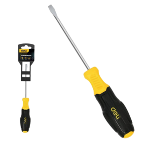 Шлицевая отвертка Deli DL6331001N 3х100мм сталь Cr-V,  двухкомпонентная прорезиненная рукоять