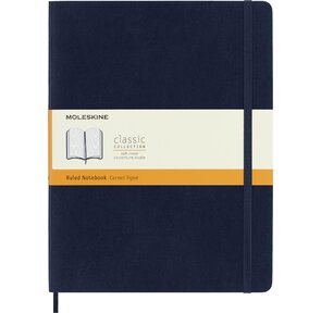 Блокнот Moleskine CLASSIC SOFT QP621B20 190х250мм 192стр. линейка мягкая обложка фиксирующая резинка синий сапфир