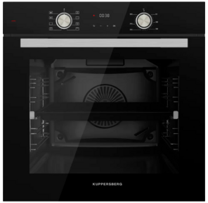 Встраиваемый духовой шкаф KUPPERSBERG HO 608 B электрический,  High-Tech,  60 см,  объем 80 л,  8 режимов,  поворотное управление,  макс. Температура 300 градусов,  дисплей,  таймер,  цвет черный