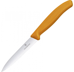 Нож кухонный Victorinox Swiss Classic  (6.7736.L9) стальной для чистки овощей и фруктов лезв.100мм серрейт. заточка оранжевый без упаковки