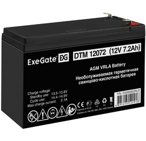 Exegate EX285952RUS Аккумуляторная батарея ExeGate DTM 12072  (12V 7, 2Ah,  клеммы F1)