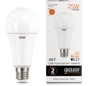 GAUSS 73215 Светодиодная лампа LED Elementary A67 25W E27 2000lm 3000K 1 / 10 / 50 0