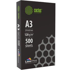 Бумага Cactus CS-LPA3120500 A3 / 120г / м2 / 500л. / белый CIE170% для лазерной печати