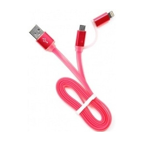 Cablexpert Кабель USB 2.0 CC-mAPUSB2pk1m,  AM / microBM 5P - iPhone lightning,  1м,  комбо кабель,  алюминиевые разъемы,  розовый,  блистер