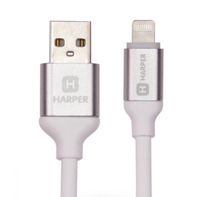Harper Силиконовый Кабель для зарядки и синхронизации USB - Lightning,  SCH-530 white  (1м,  способны заряжать устройства до 2х ампер)