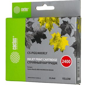 Картридж струйный Cactus CS-PGI2400XLY желтый для Canon MAXIFY iB4040 /  МВ5040 /  МВ5340  (20.4мл)