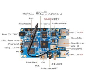 Одноплатный компьютер Orange Pi Orange Pi 3 H6  (2GB+8GB eMMC)  (RD048) Quad-core 64-bit 1.8GHZ ARM Cortex™-A53with 2GB LPDDR3  (shared with GPU) with 8GB eMMC flash