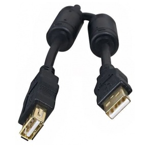 5bites Проф. Кабель 5bites UC5011-050A USB2.0,  AM / AF,  зол.разъемы,  ферр.кольца,  5м.,  черный