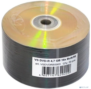Диск DVD-R VS 4.7 Gb,  16x,  Bulk  (50),   (50 / 600)