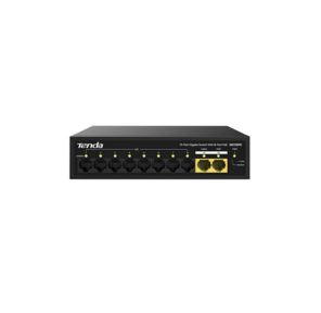 Tenda SG110PC Коммутатор неуправляемый PoE,  10 портов,  10x1 Гбит / с,  PoE 8х30 Вт,  2хUplink,  настольный