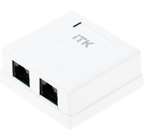 Настенная информационная розетка RJ45 8P8C,  кат.5Е UTP,  2-порта,  белая