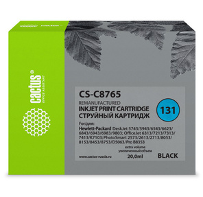 Картридж струйный Cactus CS-C8765 черный для №131 HP DJ5743 / 6543 / 6843,  PhotoSmart2613 / 2713  (17ml)