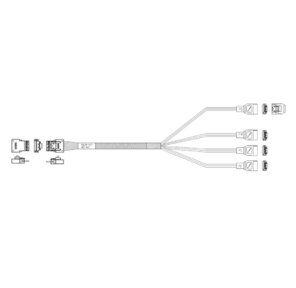 Кабель Amphenol RSL38-1277 Cable  Slimline SASx4  (SFF8654)  -to-  4 SATA  (7pin) ,  100 Ohm,   (6G),  100CM