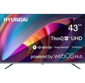 Телевизор LED Hyundai 43" H-LED43BU7100 WebOS Frameless Metal серый 4K Ultra HD 60Hz MEMC DVB-T DVB-T2 DVB-C DVB-S DVB-S2 USB WiFi Smart TV