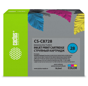 Картридж струйный Cactus CS-C8728 многоцветный для №28 HP DeskJet 3320 / 3325 / 3420 / 3425 / 3520 / 3535 / 3550  (18ml)