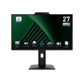 MSI PRO MP272PMG 27" 16:9 FHD (1920x1080) IPS Flat, Webcam, 4ms (GTG), 1000:1, 100M:1, 300nit, 1xHDMI, 1xDP, 1xVGA, 1xUSB-A, 1xUSB-B, Speaker, Tilt, Swivel, Height, Pivot, VESA, 120Hz, Black, 1y war-ty