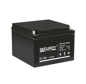 Аккумуляторная батарея Delta  (Security Force) SF 1226 напряжение 12В,  емкость 26Ач,  клемма Болт + гайка ? 6 мм  (ДхШхВ: 166х175х125мм Полная высота 125мм;Кол-во элементов 6; Срок службы 3-5лет; Гарантия 1год)