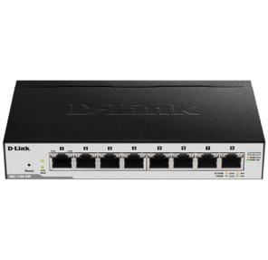 D-Link DGS-1100-08PLV2 / A1A,  L2 Smart Switch with 8 10 / 100 / 1000Base-T ports   (8 PoE ports 802.3af / 802.3at  (30 W),  PoE Budget 64 W).8K Mac address,  802.3x Flow Control,  Port Trunking,  Port Mirroring,  I
