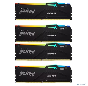 Память DDR5 4x32GB 5600MHz Kingston KF556C40BBAK4-128 Fury Beast Black RGB RTL Gaming PC5-44800 CL40 DIMM 288-pin 1.25В dual rank с радиатором Ret