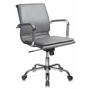 Бюрократ CH-993-Low / grey Кресло  (серая иск.кожа,  низкая спинка,   крестовина хром)