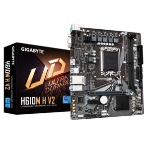 GIGABYTE H610M H V2,  LGA1700,  H610,  2*DDR5,  4*SATA,  1*M.2,  2*USB 3.2,  4*USB 2.0,  1*PCIx16,  1*PCIx1,  D-Sub+HDMI,  mATX