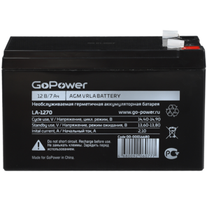 Аккумулятор свинцово-кислотный GoPower LA-1272 12V 7.2Ah
