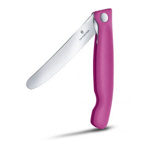 Нож кухонный Victorinox Swiss Classic  (6.7836.F5B) стальной для овощей лезв.110мм серрейт. заточка розовый блистер