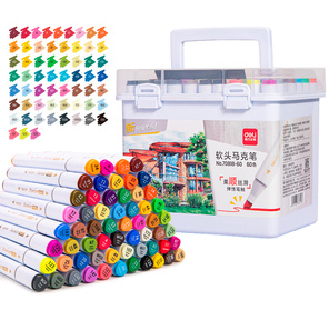 Набор маркеров для скетчинга Deli 70818-60 скошенный пиш. наконечник 60цв. пластиковая коробка