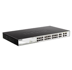 D-Link DGS-1210-28MP / F3A,  PROJ L2 Smart Switch with  24 10 / 100 / 1000Base-T ports and 4 1000Base-T / SFP combo-ports  (24 PoE ports 802.3af / 802.3at  (30 W),  PoE Budget 370 W).8K Mac address,  802.3x Flow Co